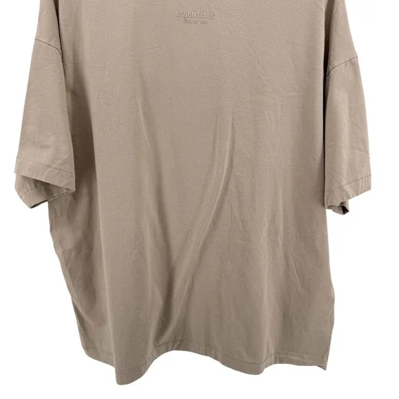 Fear of God Essentials T-Shirt Men Large Pre-Owned Tee Tan Oversized Streetwear - Picture 7 of 11